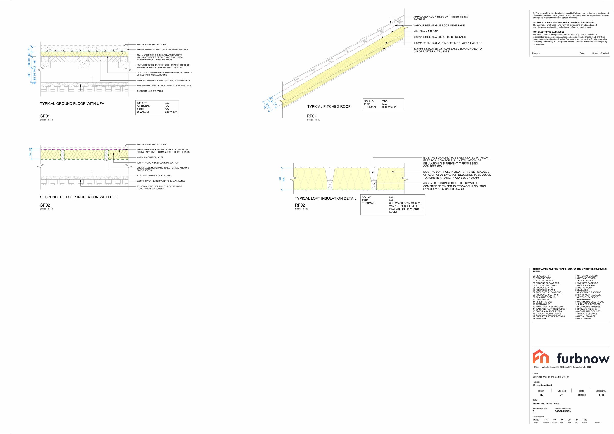 Floor, loft and roof insulation detail