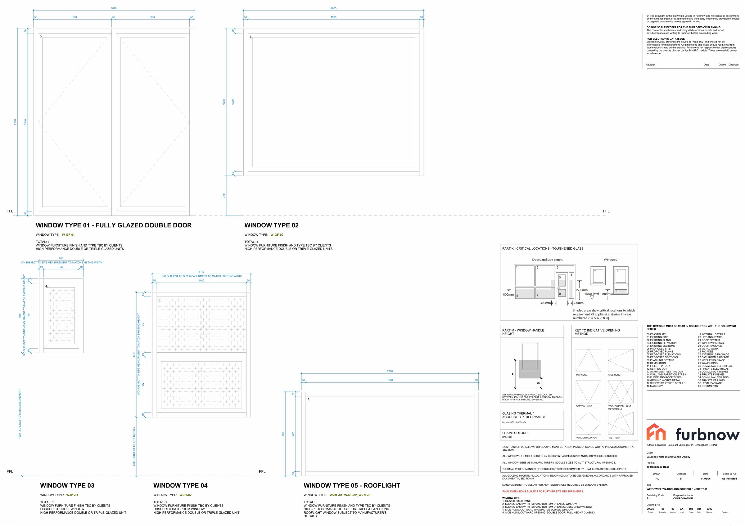 Windows detail — elevations and schedule